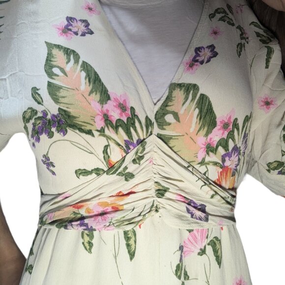 Vero Moda | Kimono Vmbloom 3/4  Moonbeam Bloom Floral Midi Dress | Size: S - Picture 7 of 14